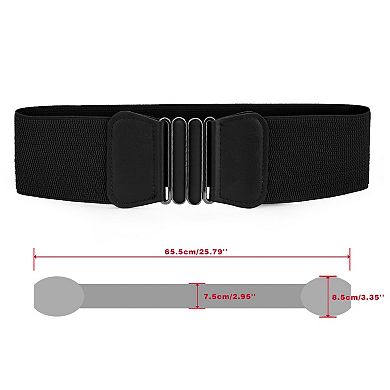 Women Bow Shaped Interlocking Buckle Elastic Belt Waistband