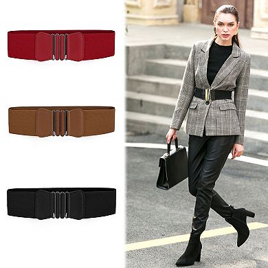 Women Bow Shaped Interlocking Buckle Elastic Belt Waistband