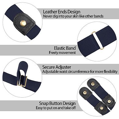 Invisible Elastic Belt for Women Snap Button Belts for Jeans Pants No Buckle