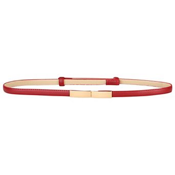 Women Skinny Waist Belt Adjustable Slim Waistband with Gold Buckle for Dress