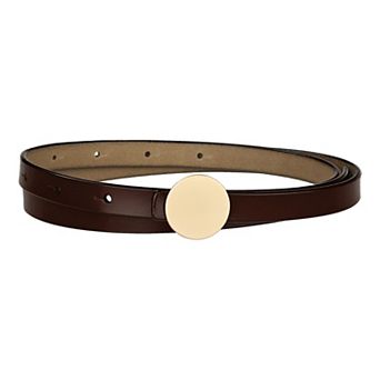 Skinny Belt for Women Round Metal Buckle Waist Belts for Jeans Dress