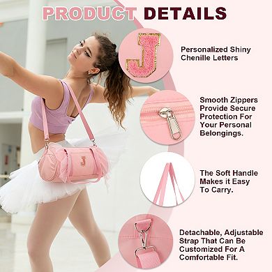 Dance Bag, Personalized Initial Letter Lace Yoga Bag with Adjustable Strap, Cute Travel Duffel Tote