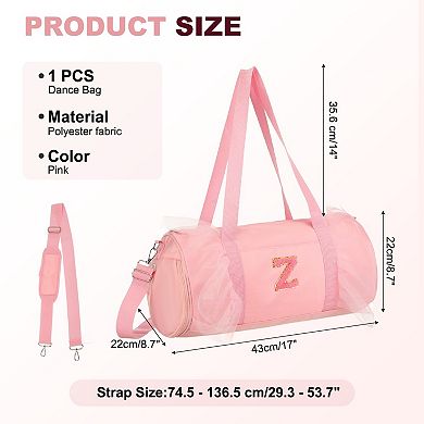 Dance Bag, Personalized Initial Letter Lace Yoga Bag with Adjustable Strap, Cute Travel Duffel Tote