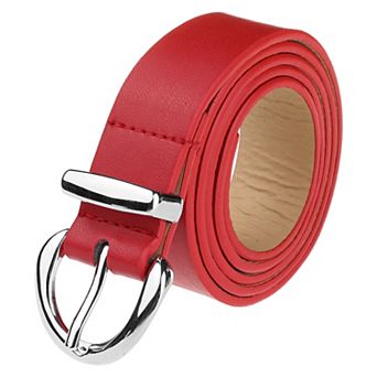 Women Faux Leather Belt Casual Waist Belts with Silver Buckle for Jeans Pants Dresses