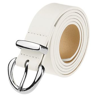 Women Faux Leather Belt Casual Waist Belts with Silver Buckle for Jeans Pants Dresses