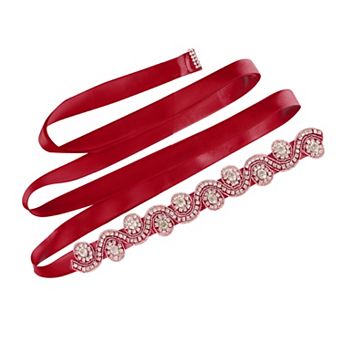 Womens Wedding Dress Sash Belt with Ribbon Rhinestone Multicolored Bridal Belt