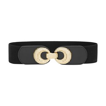 Women's Elastic Belt Alloy Double Ring Buckle Fashion Suitable for Skirt Dress
