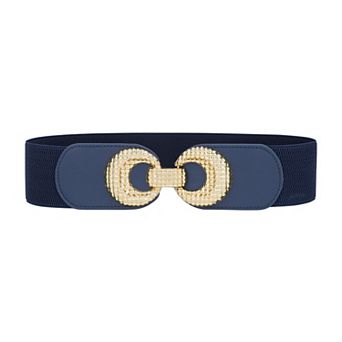 Women's Elastic Belt Alloy Double Ring Buckle Fashion Suitable for Skirt Dress