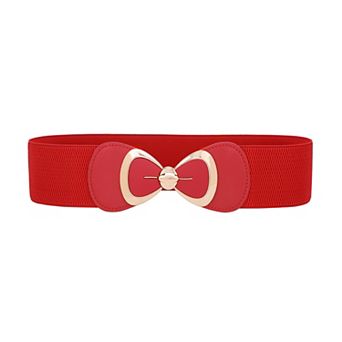 Women's Belt Bow Buckle Elastic Waist Seal Belts Fashion Versatile for Dresses Blouse