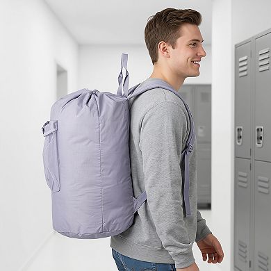 Ployester Laundry Backpack for Travel, Large Dirty Clothes Hamper Bag with Wet Pocket