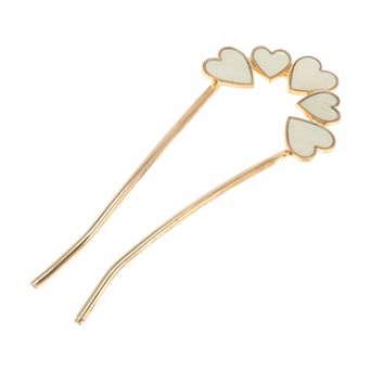 1 pc Heart Chignon Pin for Women Gold Tone Beige