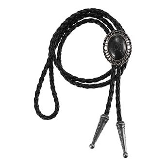 Bolo Tie for Men, Western Cowboy Leather Necktie Gem Bolo Tie Necklace Cowhide Rope Necktie
