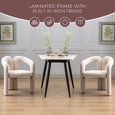 KWPZQEB 2PCS Velvet Upholstered Accent Chair with Curved Backrest & Unique Elephant-Shaped Legs