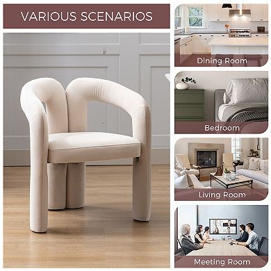 KWPZQEB 2PCS Velvet Upholstered Accent Chair with Curved Backrest & Unique Elephant-Shaped Legs