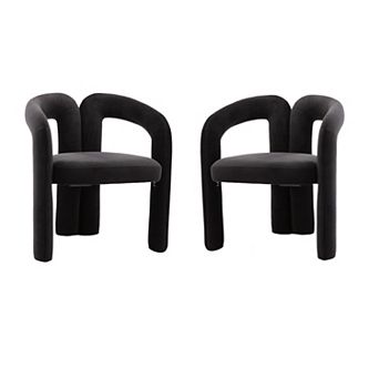 KWPZQEB 2 pc Velvet Upholstered Accent Chair with Curved Backrest & Unique Elephant-Shaped Legs