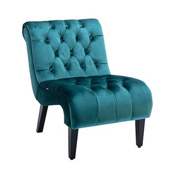 KWPZQEB Velvet Accent Chair, Leisure Armlesschair with Upholstered & Wooden Legs for Living Room