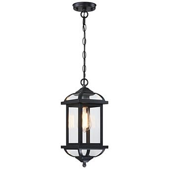 16.25 in Modern Farmhouse Outdoor Hanging Lantern, Adjustable Height, Damp Rated