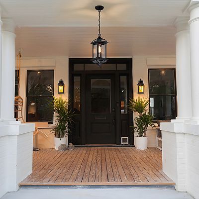 16.25 in. Modern Farmhouse Outdoor Hanging Lantern, Adjustable