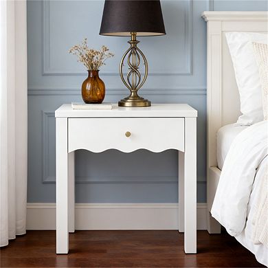 White Modern Bedside Table Compact End Table with Storage for Bedroom Living Room