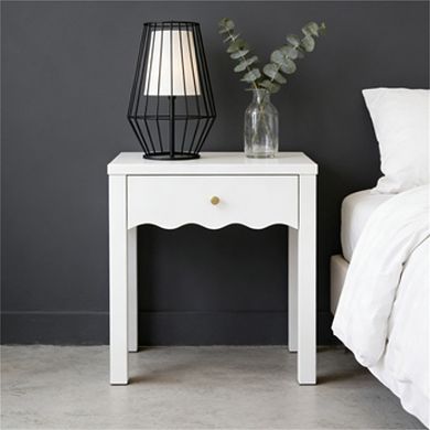 White Modern Bedside Table Compact End Table with Storage for Bedroom Living Room
