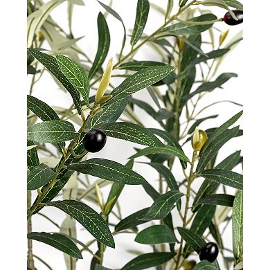 Artificial Olive Tree 5FT - Tall Faux Olive Trees Indoor with White Planter