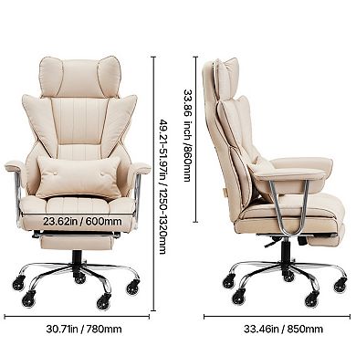 Reclining Office Chair, with Lumbar Support and Quiet Wheels 400 lbs Capacity, for Home & Office