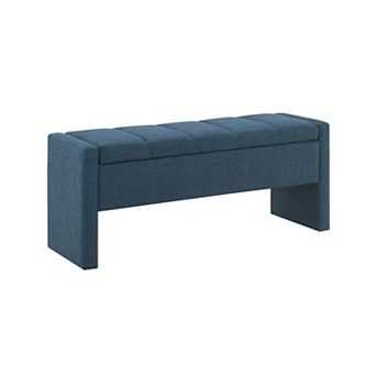 KWPZQEB Modern Bed End Bench with Storage, Linen Upholstered Ottoman for Living Room, Bedroom
