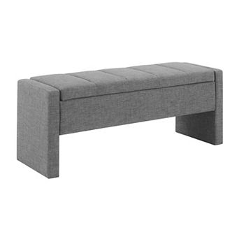 KWPZQEB Modern Bed End Bench with Storage, Linen Upholstered Ottoman for Living Room, Bedroom