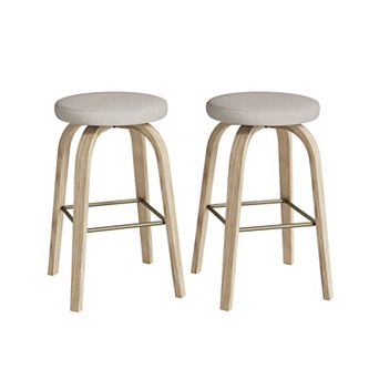 KWPZQEB 30Inch Bar Stool Set of 2, Swivel Bar Stool with Metal Footrest & Upholstered Seat