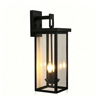 Modern Black Dusk-to-Dawn Outdoor Wall Lantern, Anti-Rust Aluminum, E12 Base
