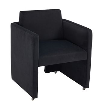 KWPZQEB Modern Barrel Dining Chair with Hidden Casters, Upholstered Accent Kitchen Chair