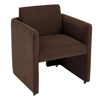 KWPZQEB Modern Barrel Dining Chair with Hidden Casters, Upholstered Accent Kitchen Chair