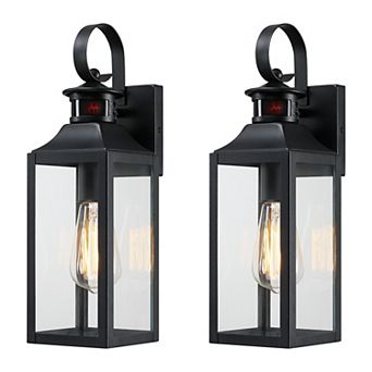 2-Pack 16.2 in Motion Sensor Dusk-to-Dawn Outdoor Wall Lights, Matte Black, Wet Rated