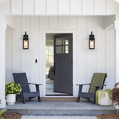 2-Pack 16.2 in. Motion Sensor Dusk-to-Dawn Outdoor Wall Lights, Matte Black, Wet Rated
