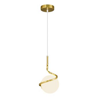 ZLAIQB 1-Light Modern Globe Height Adjustable Glass 6.49" Pendant Light