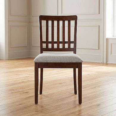 Set of 2 Modern Scandinavian Dining Chairs, Curved Wood Backrest with Fabric Seat