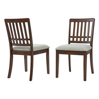 Set of 2 Modern Scandinavian Dining Chairs, Curved Wood Backrest with Fabric Seat
