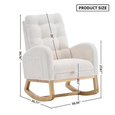 Accent Rocking Chair with Footrest High-Back Rocker with Rubber Wood Frame