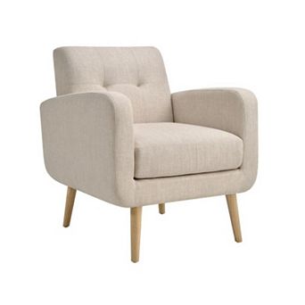 YIORTWO Mid Century Fabric Accent Chair with Wood Legs, Upholstered Armchair for Living Room