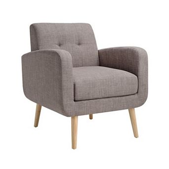 YIORTWO Mid Century Fabric Accent Chair with Wood Legs, Upholstered Armchair for Living Room