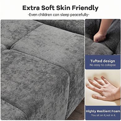 Loheer Modern Cloud Modular Sectional Sofa with L-Shaped Chaise, Deep Seat Lounge, No Assembly