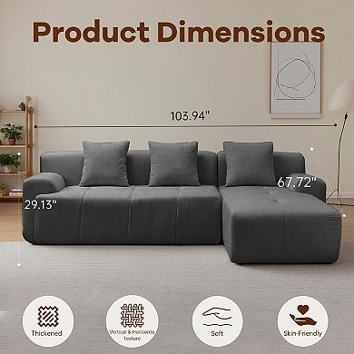 Loheer Modern Cloud Modular Sectional Sofa with L-Shaped Chaise, Deep Seat Lounge, No Assembly