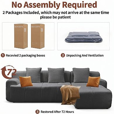 Loheer Modern Cloud Modular Sectional Sofa with L-Shaped Chaise, Deep Seat Lounge, No Assembly