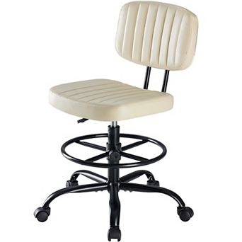 YIORTWO Armless Office Chair with Footrest Ring Adjustable Swivel Desk Chair