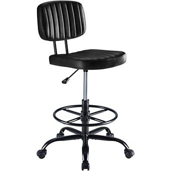 YIORTWO Armless Office Chair with Footrest Ring Adjustable Swivel Desk Chair
