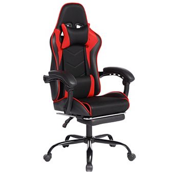 E-Sports Gaming Chair, PU Material Sports Car Seat with Massage & Footrest for Gaming & Office