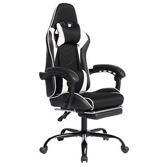 E-Sports Gaming Chair, PU Material Sports Car Seat with Massage & Footrest for Gaming & Office