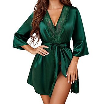 Avidlove Womens Kimono Robe Short Satin Pure Short Silky Robes