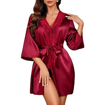 Avidlove Womens Kimono Robe Short Satin Pure Short Silky Robes