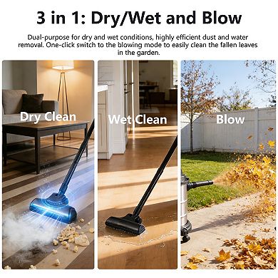 LOHEER Wet Dry Vacuum 8 Gallon 6 Peak HP Vacuum Cleaner with Blower Function for Home